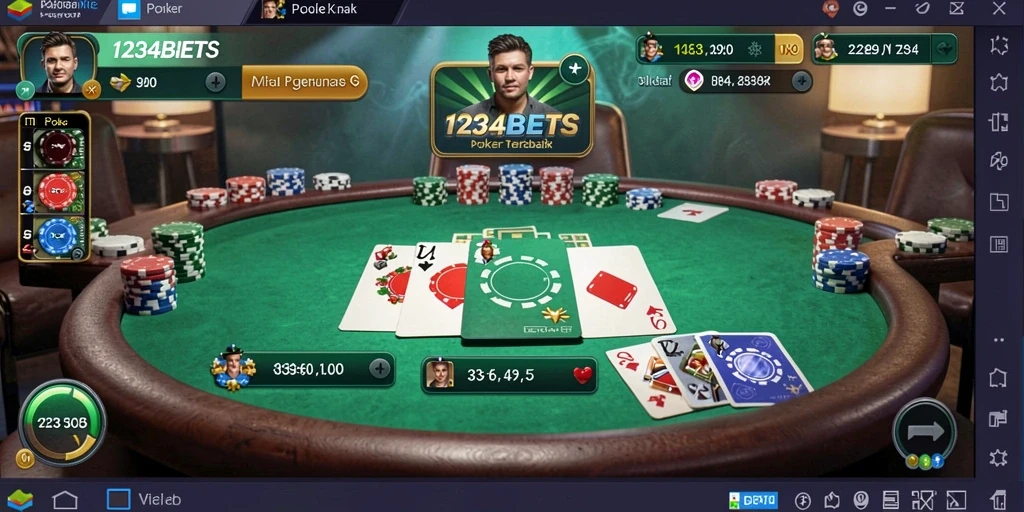 Tampilan menarik dari gameplay Poker di 1234BETS.