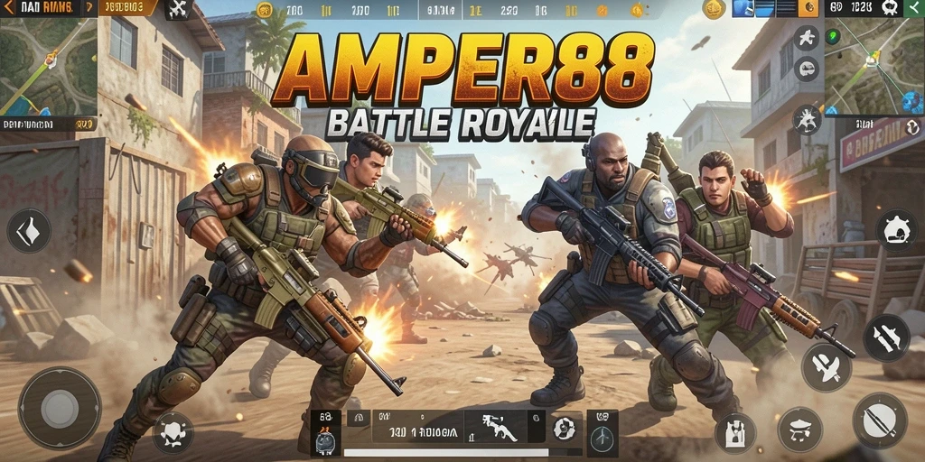 Screenshot aksi dari game Battle Royale AMPER88 yang mendebarkan.