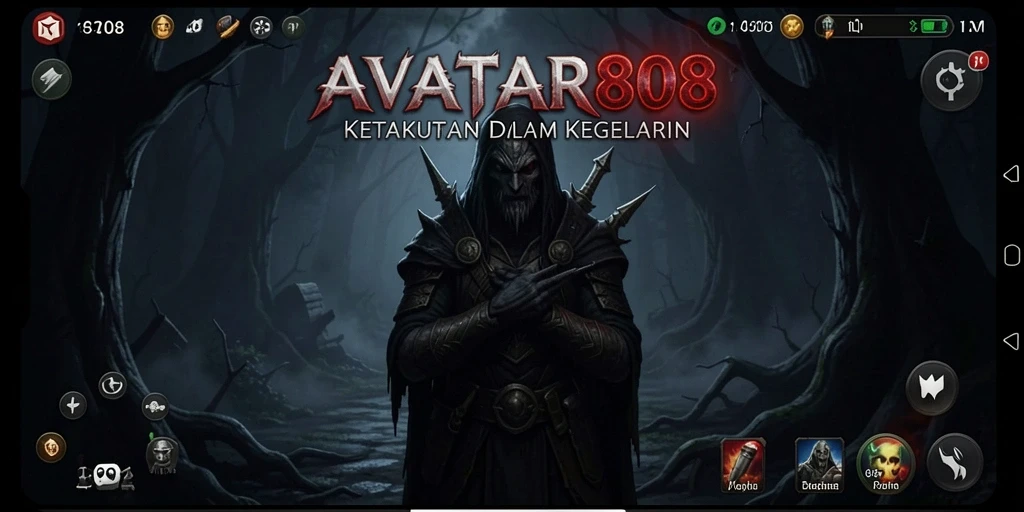 Screenshot gameplay menyeramkan dari AVATAR808 yang menampilkan suasana kelam.