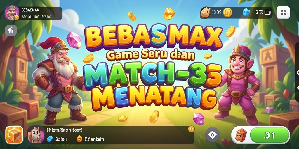 Tampilan menarik dari gameplay BEBASMAX dengan elemen Match-3 yang penuh warna.