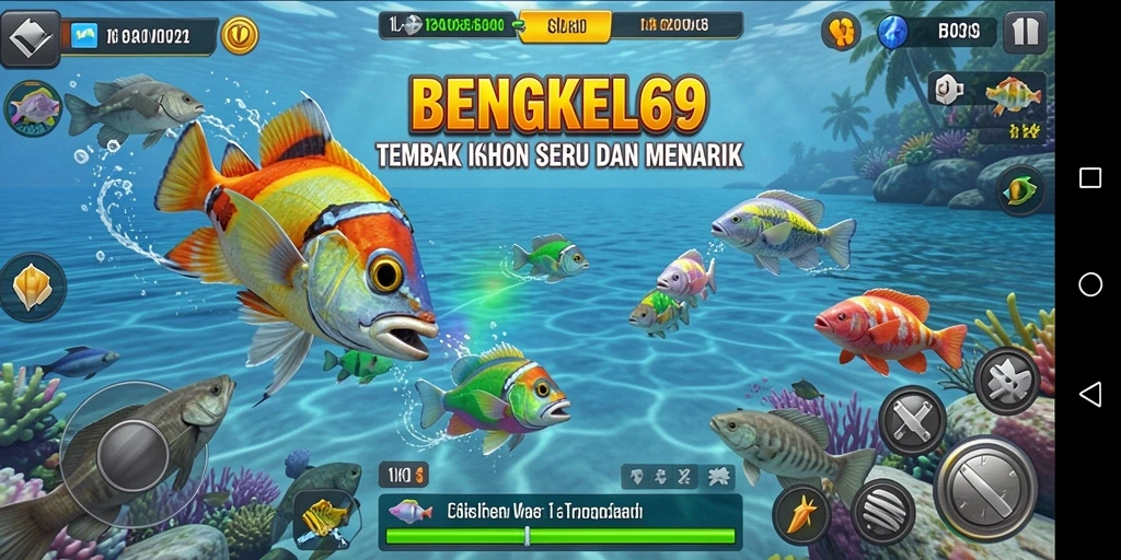 Tampilan gameplay Tembak Ikan BENGKEL69 yang seru dan interaktif.