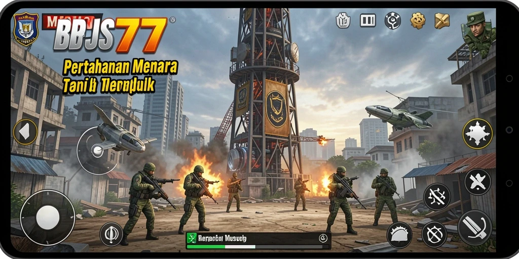 Gameplay seru menara dalam BPJS777 menghadapi musuh.