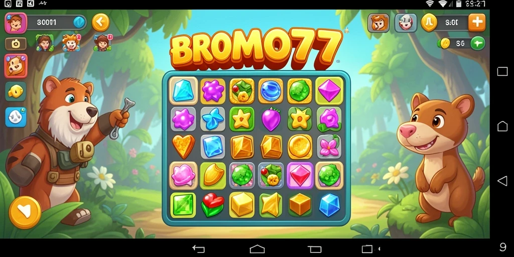 Tampilan gameplay menarik dari BROMO77 dalam genre Match-3.