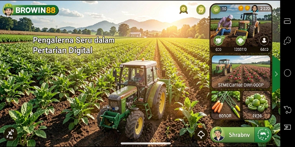 Screenshot BROWIN88 menampilkan gameplay bertani yang menarik dan interaktif.