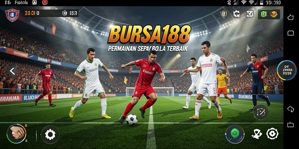 Screenshot BURSA188 menampilkan aksi seru sepak bola di lapangan.