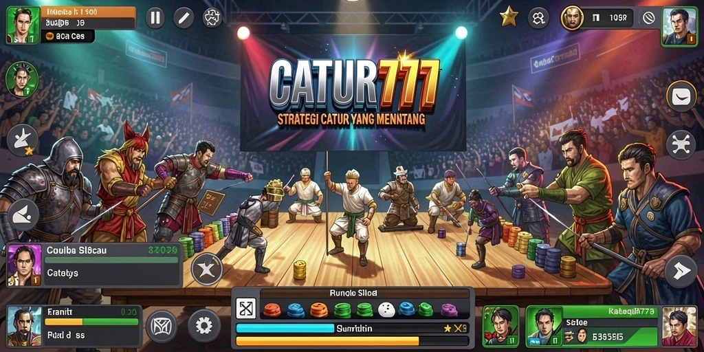 Tampilan gameplay menarik dari CATUR777 dengan latar belakang catur yang dinamis.