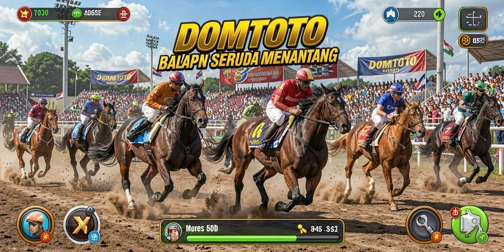 Tampilan gameplay seru dalam balapan di DOMTOTO.