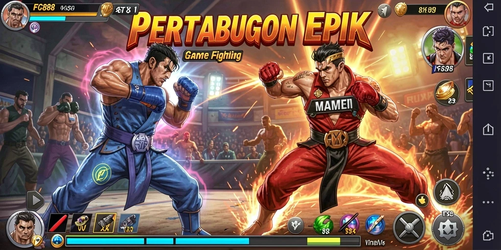 Screenshot gameplay FC888 menampilkan aksi pertarungan yang menegangkan.