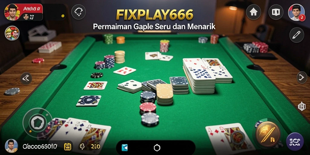 Tampilan gameplay Gaple FIXPLAY666 yang mengasyikkan.