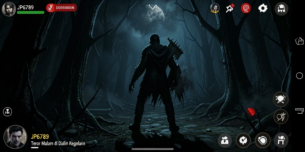 Tampilan gameplay mencekam dari JP6789 dengan suasana yang gelap.