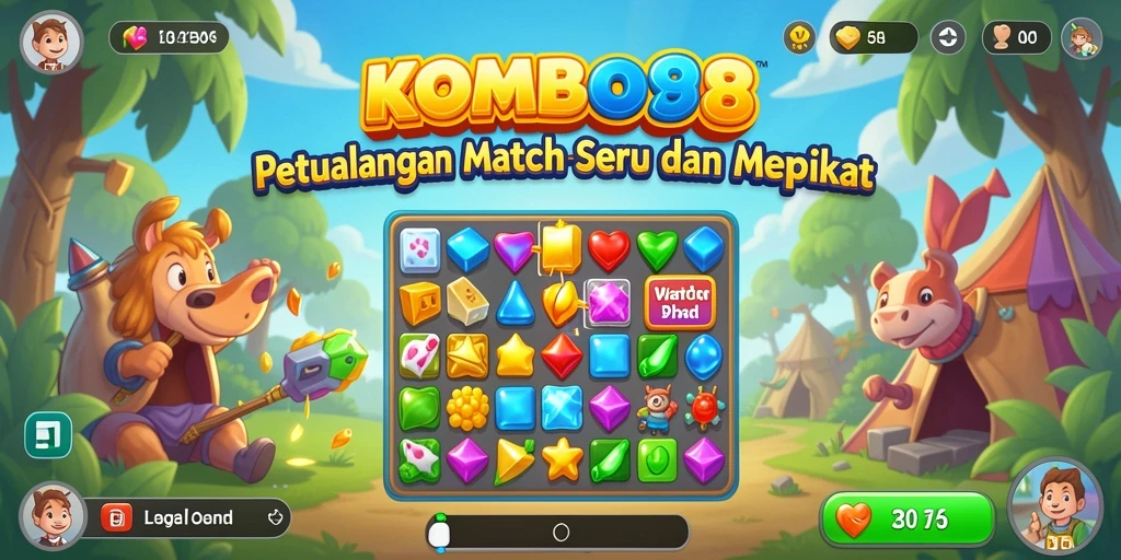 Tampilan permainan KOMBO88 yang menarik dengan efek mencocokkan permata.