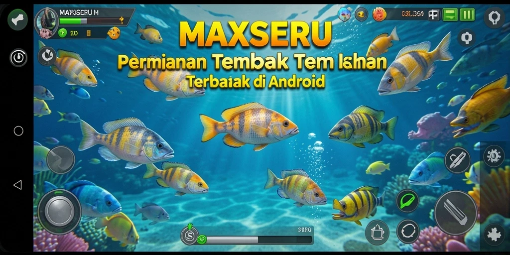 Tampilan gameplay seru di MAXSERU saat menangkap ikan.