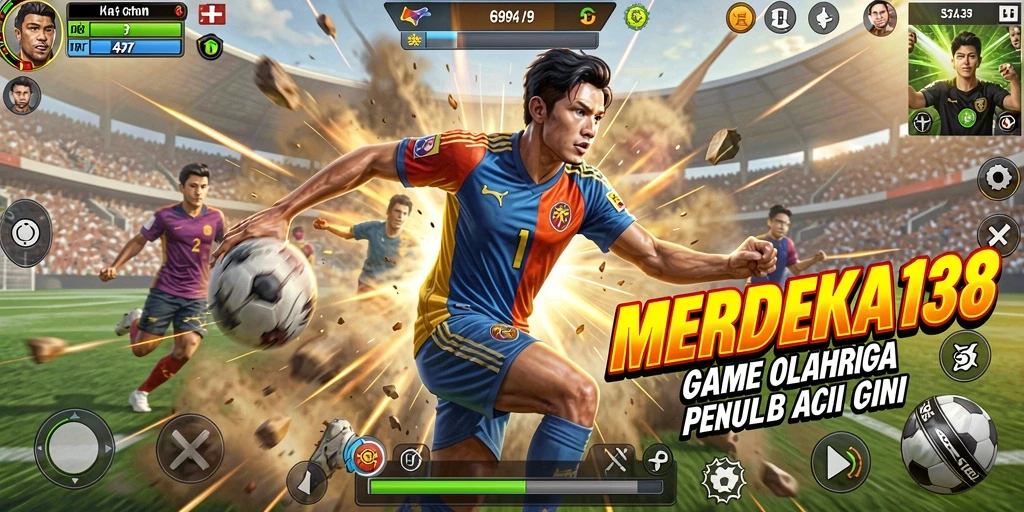 Tangkapan layar menggambarkan aksi gameplay olahraga yang mendebarkan.