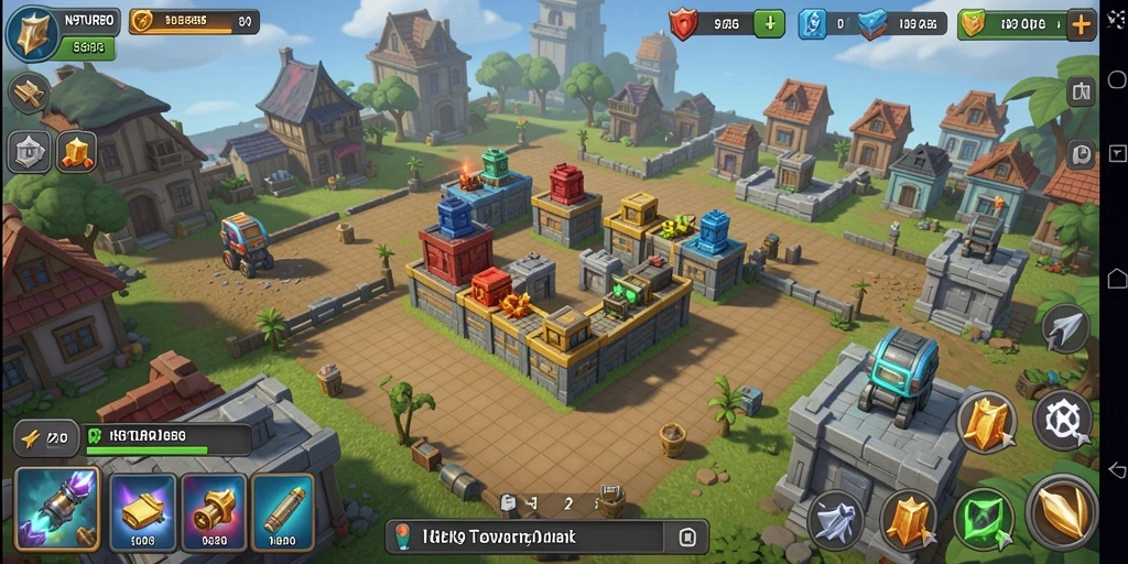 Tampilan gameplay N9TURBO yang menegangkan dan penuh aksi Tower Defense.