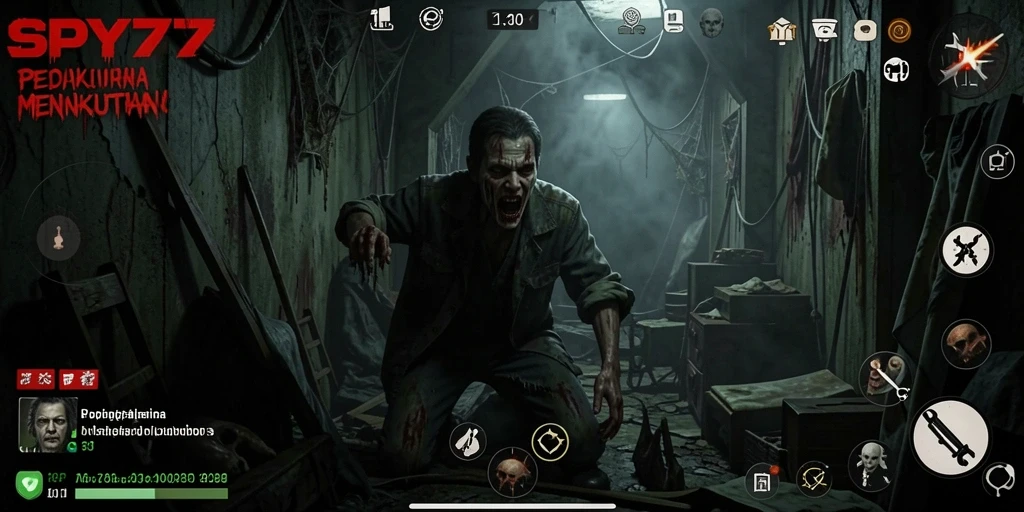 Tampilan gameplay menakutkan yang menggugah ketegangan.