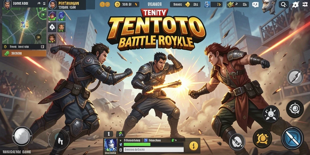 Screenshot gameplay TENTOTO menampilkan aksi seru dalam pertarungan Battle Royale.