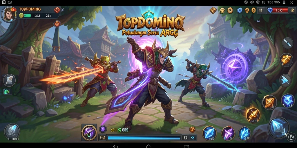 Screenshot menunjukkan momen epic dalam gameplay ARPG TOPDOMINO.