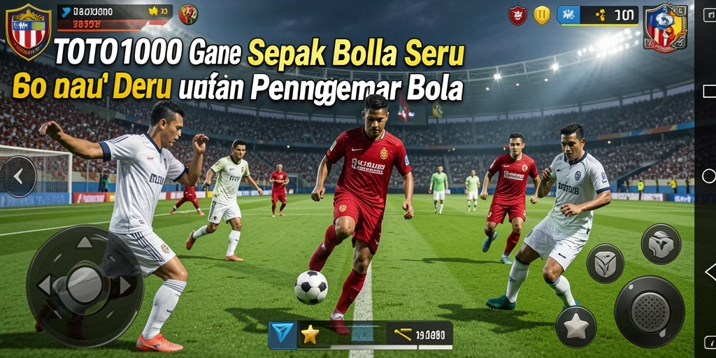 Tampilan utama gameplay TOTO1000 yang menampilkan aksi sepak bola yang seru.