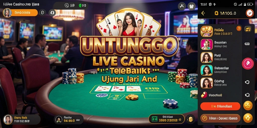 Screenshot UNTUNGGO menampilkan gameplay Live Casino yang nyata dan mendebarkan.