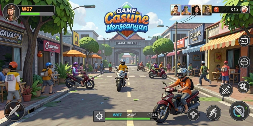 Tampilan gameplay W67 yang ceria dan mengasyikkan.