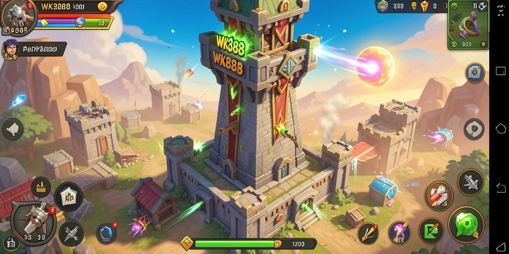 Tangkapan layar gameplay menegangkan dari pertandingan Tower Defense.
